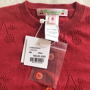 Bonpoint signature cherry print cardigan NWT 6m